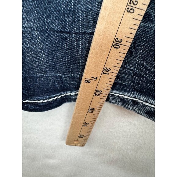 True Luck Bootcut jeans contrast‎ stitch embroidered blue Y2K grunge sz 34x32 - Picture 7 of 10
